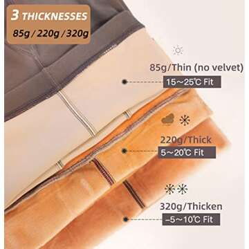 AMOVO Women's Winter Tights Fleece Lined Pantyhose Opaque Warm Sheer Tights Thicken Fake Translucent Tights Control Top (Black, Thin 85g)