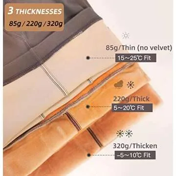 AMOVO Women's Winter Tights Fleece Lined Pantyhose Opaque Warm Sheer Tights Thicken Fake Translucent Tights Control Top (Black, Thin 85g)