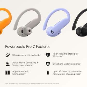 Beats Powerbeats Pro 2 Wireless Bluetooth Earbuds - Noise Cancelling, Heart Rate Monitor, IPX4, Up t...