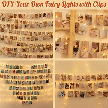 LUSHARBOR Photo Clips String Light, Fairy Lights with 51 Clear Clips, Battery Operated String Lights with Clips for Pictures, Room Decorations for Dorm Wall Bedroom