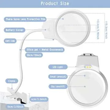 Kulannder LED Magnifying Lamp: 4X & 6X Magnifier with Clip
