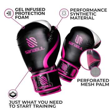 Sanabul Essential Gel Boxing Gloves for Men & Women, Kickboxing MMA, Muay Thai Gloves and Heavy Bag ...