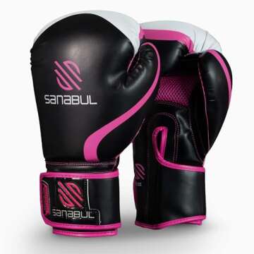 Sanabul Essential Gel Boxing Gloves for Men & Women, Kickboxing MMA, Muay Thai Gloves and Heavy Bag Training Punching & Sparring, Black/Pink 12 oz