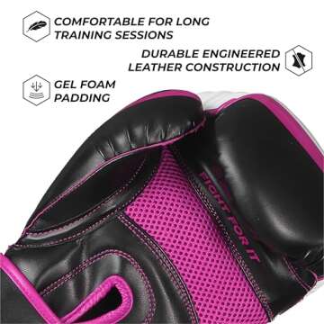 Sanabul Essential Gel Boxing Gloves for Men & Women, Kickboxing MMA, Muay Thai Gloves and Heavy Bag Training Punching & Sparring, Black/Pink 12 oz