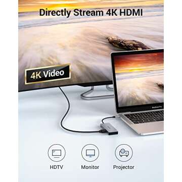 USB C HUB Multiport Adapter GIISSMO 7-in-1 USB C Adapters with 4K HDMI, 100W PD and USB 3.0, 2 USB-A, SD/TF Card Reader, Compatible with MacBook Pro Air XPS HP XPS and More Type C Device