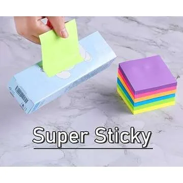 Vibrant 3x3 Sticky Notes with Super Sticky Adhesive Pack