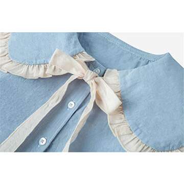 Mud Kingdom Little Girls Long Sleeve Shirt Peter Pan Collar Cute Bow Purple Size 7-8