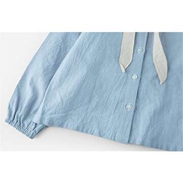 Mud Kingdom Little Girls Long Sleeve Shirt Peter Pan Collar Cute Bow Purple Size 7-8