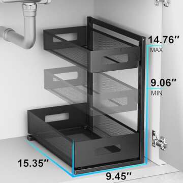 Adjustable Under Sink Organizer with Sliding Drawers