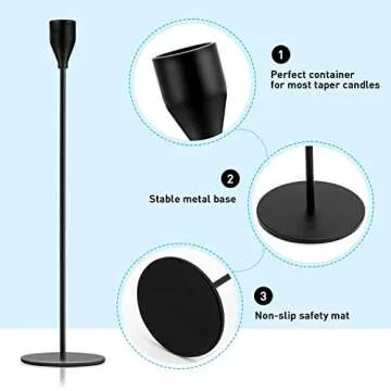 Elegant Black Candlestick Holder Set of 12 for All Occasions