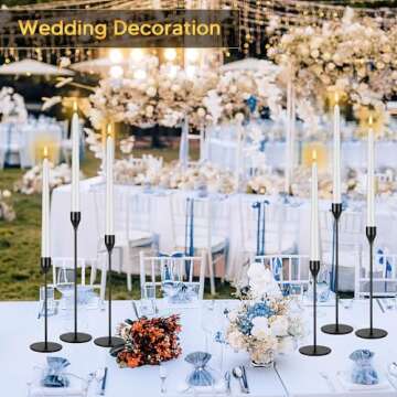 Black Candlestick Holder Set of 12 for Taper Candles, Decorative Candle Holders Bulk Candle Stick Holders Taper Candle Holders for Table Centerpiece Wedding Dinning Party Anniversary Home Decor