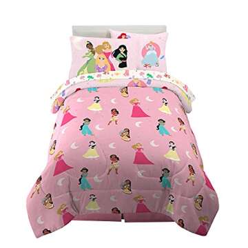 Disney Princess Kids Bedding Super Soft Comforter And Sheet Set, 4 Piece Twin Size (Prints may vary)