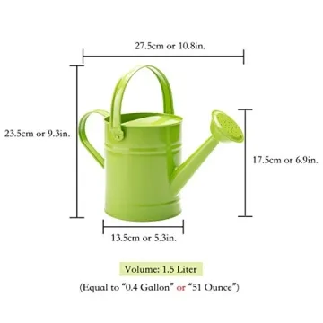 Sungmor 1.5L Green Metal Watering Can for Gardeners