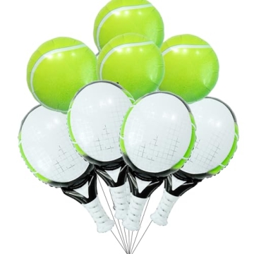 Tennis Party Balloons Set - 8 Mylar Balloons and Accessories