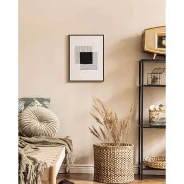 VIYYIEA Framed Canvas Wall Art, Vintage Wall Art for Living Room, Abstract Oil Painting Picture Summer Home Decor Bathroom Wall Decor Gifts for Friends or Family -【The Lines】-(12x16 Black)