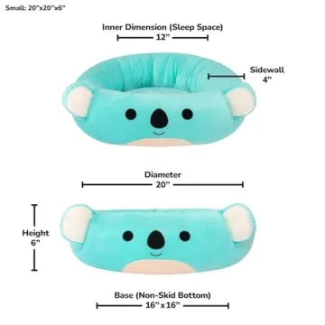 Squishmallows Original 20-Inch Kevin The Koala Pet Bed - Small Ultrasoft Official Plush Pet Bed