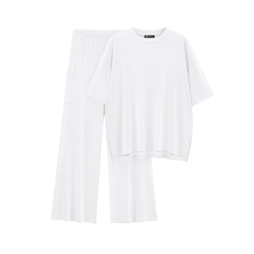 PRETTYGARDEN Women's 2 Piece Outfits Casual Short Sleeve Pullover Tops and Wide Leg Pants Lounge Set...