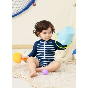 Baby Boys Long Sleeve Sunsuit Swimsuit for Summer Fun