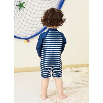 Baby Boys Long Sleeve Sunsuit Swimsuit for Summer Fun