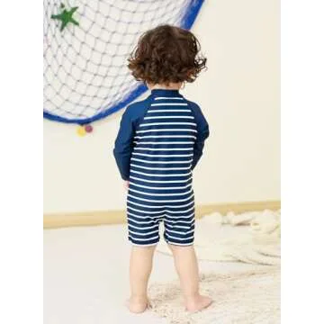 Baby Boys Long Sleeve Sunsuit Swimsuit for Summer Fun