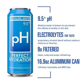 Perfect Hydration 9.5+ pH Alkaline Water in Cans