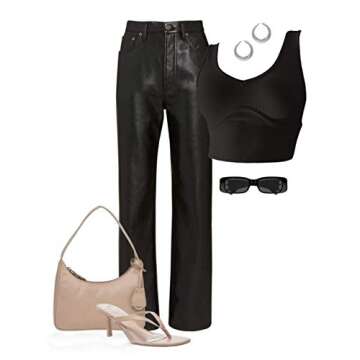 SINRGAN Women's Sexy Summer Basic Deep V Neck Sleeveless Slim Fit Crop Tank Tops Sweattops Vest Black