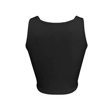 SINRGAN Women's Sexy Summer Basic Deep V Neck Sleeveless Slim Fit Crop Tank Tops Sweattops Vest Black