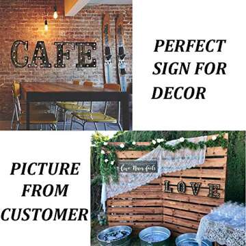 OYCBUZO Golden Black Led Marquee Letter - Industrial, Vintage Style Light Up Alphabet Letter Sign fo...