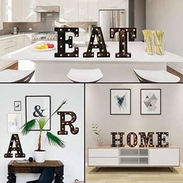 OYCBUZO Golden Black Led Marquee Letter - Industrial, Vintage Style Light Up Alphabet Letter Sign for Cafe Wedding Birthday Party Christmas Lamp Home Bar Initials Decor - C