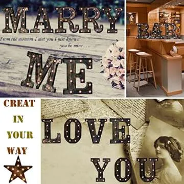 OYCBUZO Golden Black Led Marquee Letter - Industrial, Vintage Style Light Up Alphabet Letter Sign for Cafe Wedding Birthday Party Christmas Lamp Home Bar Initials Decor - C