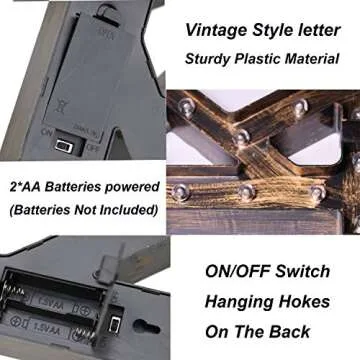 OYCBUZO Golden Black Led Marquee Letter - Industrial, Vintage Style Light Up Alphabet Letter Sign for Cafe Wedding Birthday Party Christmas Lamp Home Bar Initials Decor - C