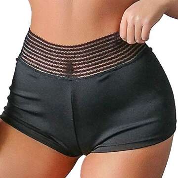 RIOJOY Scrunch Yoga Shorts for Women Fitness High Waist Ruched Butt Push Up Gym Running Sports Tummy Control Sportwear, #7 Black, Small