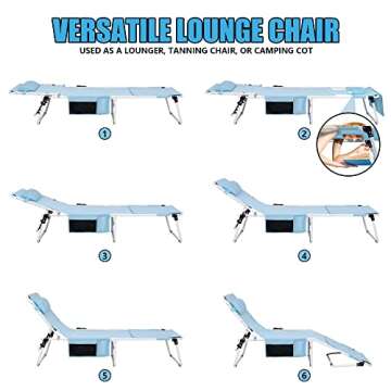 Heavy Duty Tanning Chair with Face Hole Adjustable 5-Position Folding Chaise Lounge Chairs for Outside Portable Lay Flat for Beach, Outdoor Sunbathing Patio Pool Lawn Camping Deck Poolside