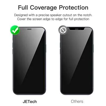 JETech Full Coverage Screen Protector for iPhone 12/12 Pro 6.1-Inch, 9H Tempered Glass Film Case-Fri...