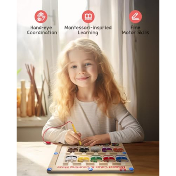 GAMENOTE Magnetic Color and Number Maze for Kids