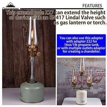 Campingmoon 4.7" Height Extension Pole for Lanterns