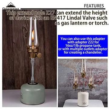 Campingmoon 4.7" Height Extension Pole for Lanterns