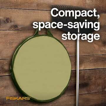 Fiskars Kangaroo Collapsible Garden Bag with Heavy Duty Hardshell Bottom for Yard Waste, 30 Gallon Reusable Container for Lawn Care and Gardening