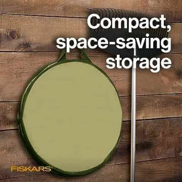 Fiskars Kangaroo Collapsible Garden Bag with Heavy Duty Hardshell Bottom for Yard Waste, 30 Gallon Reusable Container for Lawn Care and Gardening