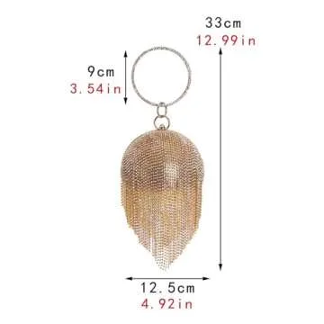 Elegant UMREN Women Round Ball Crystal Evening Clutch Purse for Parties