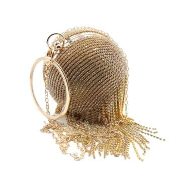 Elegant UMREN Round Ball Crystal Evening Clutch Purse