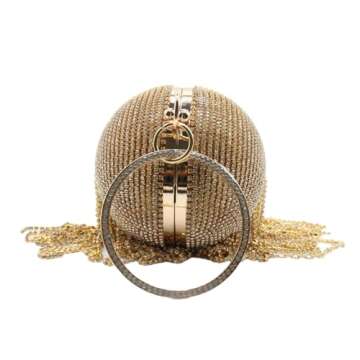 Elegant UMREN Round Ball Crystal Evening Clutch Purse
