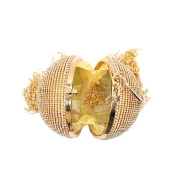 Elegant UMREN Round Ball Crystal Evening Clutch Purse