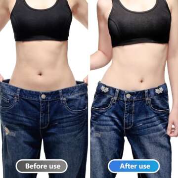 Stylish 6 Set Pant Waist Tightener Clips with Pearl Pins - No Sewing Adjustment