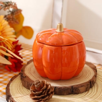 Fall Decor Candle with Charming Ceramic Pumpkin Design