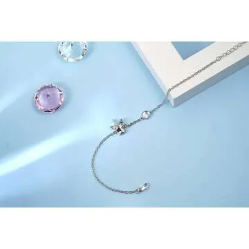 TANGPOET 925 Sterling Silver Anklet - Dainty Charm Bracelet
