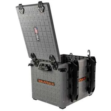 YakAttack BlackPak Pro Kayak Fishing Crate - Includes 4 Attachable Fishing Rod Holders, 13" x 16" - Battleship Grey | Kayak Fishing Accessories