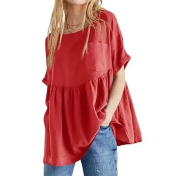 Tankaneo Women's Summer Babydoll Tops - Stylish & Comfortable Short Sleeve Tunics