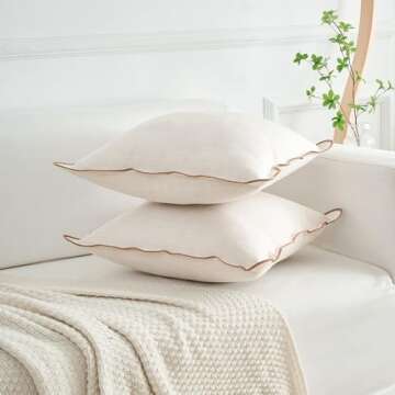 Mayler Yee Scalloped Throw Pillow Covers Set of 2 - Elegant Cotton & Linen
