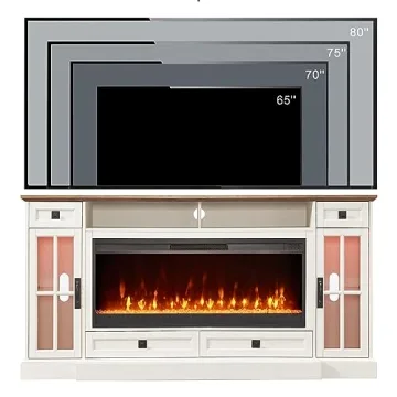OKD Fireplace TV Stand for 80" TVs with Storage
